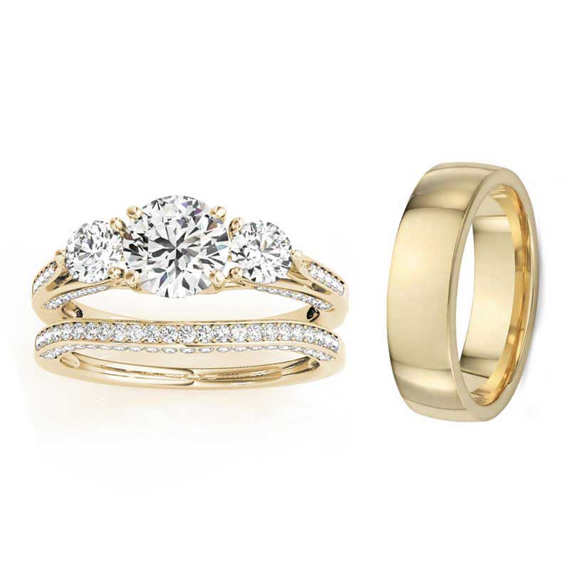 Wedding Rings Trio Set CZ1176W 18 Karat Yellow Gold Lagos, Nigeria